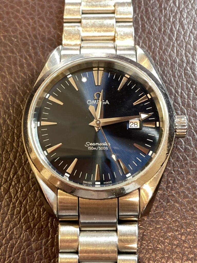 日本特価OMEGA オメガ 腕時計 SEAMASTER AquaTerra 150m/500ft シーマスター アクアテラ 2518.50 ブラック文字盤 ラウンド デイト QZ 付属品有 稼働 アクアテラ