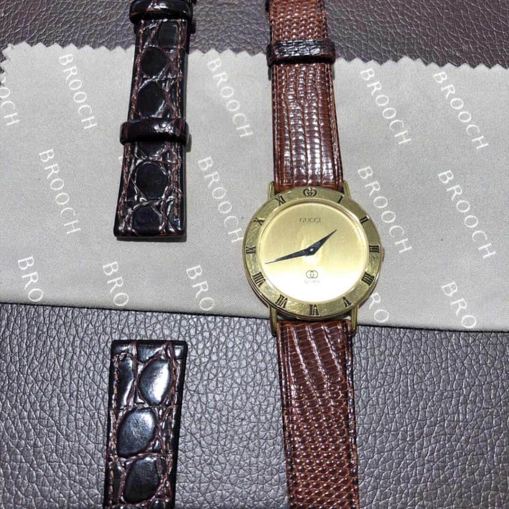 GUCCI】グッチ 3000M クオーツ式２針腕時計のベルト交換承りました BROOCHブローチ時計・宝石修理工房